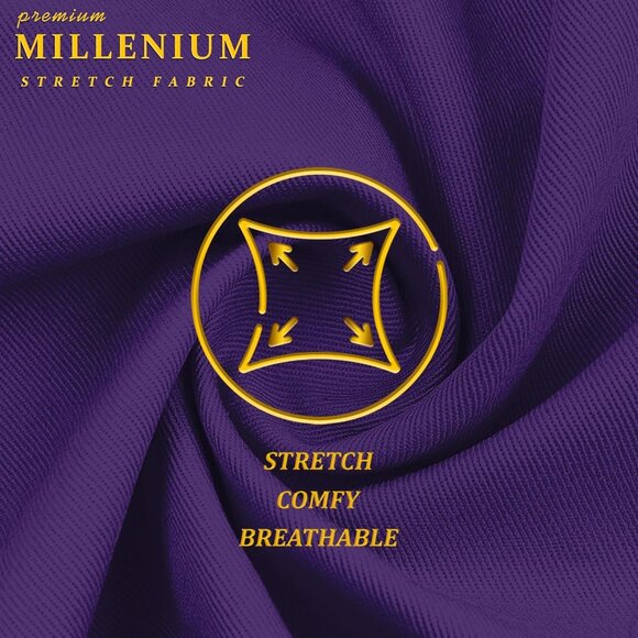 Purple ultra-stretch elastic waistband women's twill pants - Picture 6 of 7